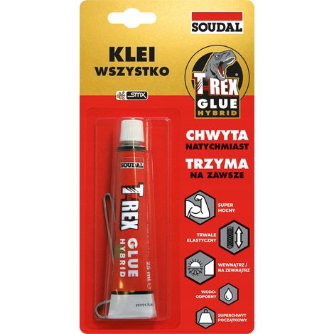 SOUDAL T-REX COLLA DA MONTAGGIO IBRIDA UNIVERSALE 25ml PRESA FORTE (1/2)
