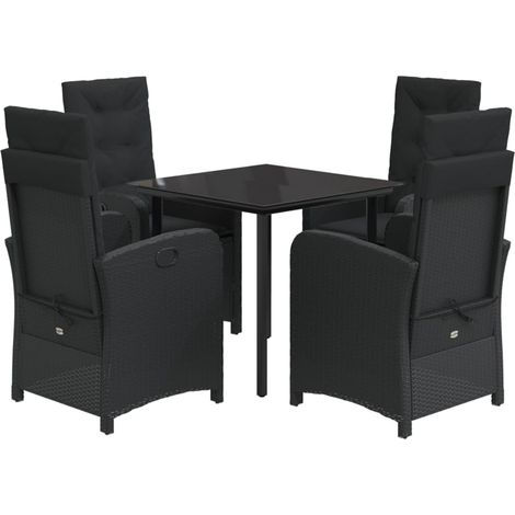 Maison Exclusive - 5-tlg. Garten-Essgruppe mit Kissen Schwarz Pol (1/5)