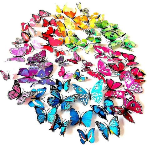 108 autocollants décoratifs muraux papillons 3D décoration papillon (1/5)