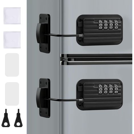 Serrure de Réfrigérateur, Verrou de Réfrigérateur Sans Perçage, Serrure de Porte de Réfrigérateurs Auto-adhésif, Verrou Sécurité Enfant,Sécurité Bébé Maison pour Placard,Armoire,Tiroir (1/5)