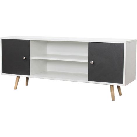 Meuble TV 2 niches de rangement et 2 portes design moderne SAMY (1/4)