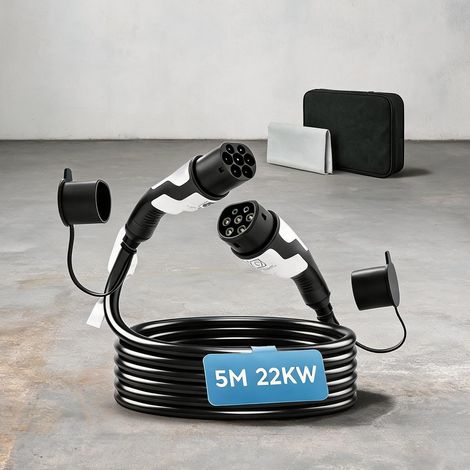 Câble de recharge Type 2 Mode 3 22 kW 5 m en pC 500 x 8 x 8 cm (1/5)