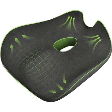 Ergonomic Memory Foam Seat Cushion, Comfort Seat Cushion for Office Car Wheelchair, Coccyx Non-Slip Cushion, Black Memory Foam, Sciatica Non-Slip Cushion for Car, Office, Gaming, Black (1/5)