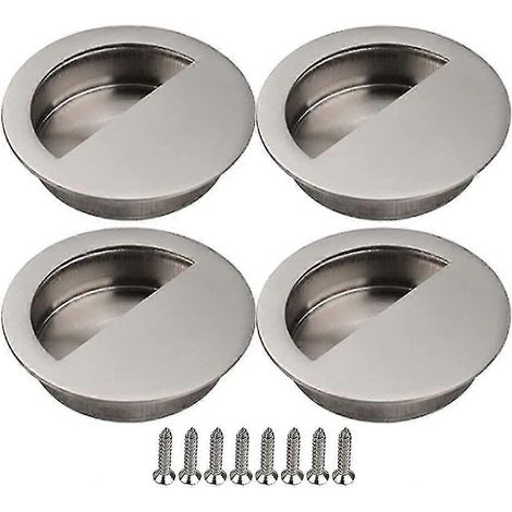 4 poignées de porte coulissante encastrées pour placard, avec vis, couleur argent. (1/5)