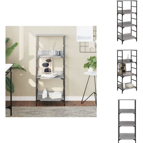 Bücherregal Grau Sonoma 50x33x117,5 cm Holzwerkstoff - Bücherregal - Holzregal - Industrielles Regal - Regal Grau - Aufbewahrungshelfe (1/5)