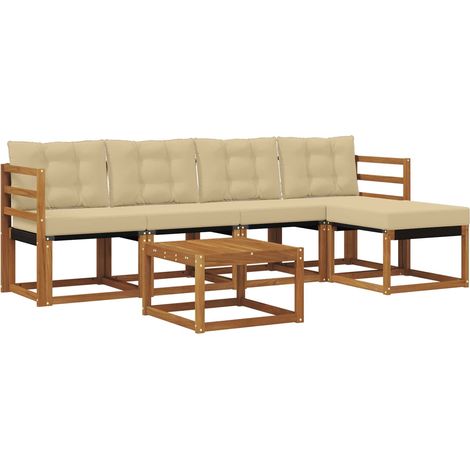 Ensemble de canapés d'extérieur 6 pcs Salon de jardin Naturel et Beige (1/5)