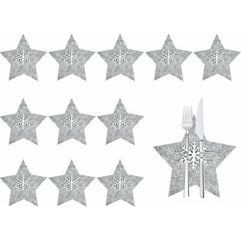 12 Pcs Porte-Couverts de Noël,, Sac à Couverts de Noël, Decoration de Table Noel pour Couteau Fourchette Baguettes,- Lefou (1/5)