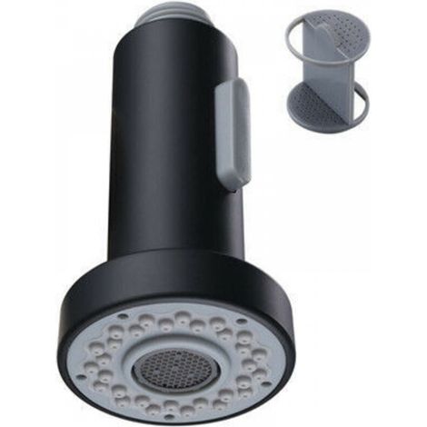 Douchette pour Robinet Cuisine - 2 Modes - Tête Robinet Cuisine - Remplacement Douchette pour Rétractable Mitigeur Cuisine - Noir - Chromé - G1/2 (1/5)
