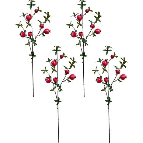 Plantes Artificielles Grenade Pomegranate Fruit - Kit 4 Pièces Rouges Décoration Florale (1/3)