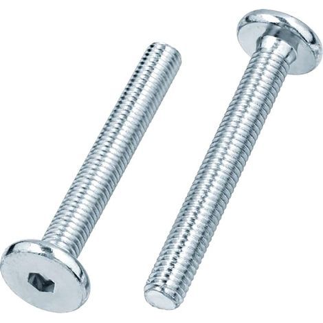 Lot de 12 vis à tête plate hexagonale avec filetage métrique entièrement fileté pour meubles, berceaux, lits et chaises (M6 x 15 mm, argent) (1/3)