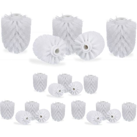 Set 20 Recambios Cepillo Escobilla WC 8 cm, Cabezal Repuesto Rosca 12 mm Ø, Accesorio Baños y Aseos, Plástico, Blanco (1/5)