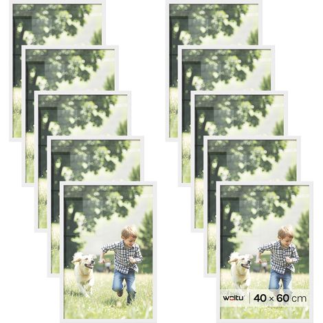 Lot de 10 Cadre Photo 40x60 cm WOLTU, Cadre pour Photo en Bois MDF, Décoration Murale ou sur Table, Blanc