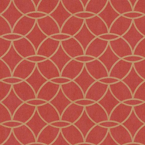 Papier peint graphique rouge et doré Tapisserie géométrique cercles et losanges Papier peint élégant idéal pour salon (1/4)