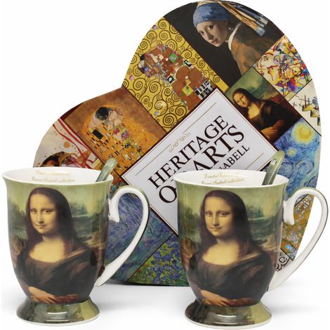 Tazas de porcelana Mona Lisa, 2 unidades, 300 ml, elegantes como regalo. (1/5)