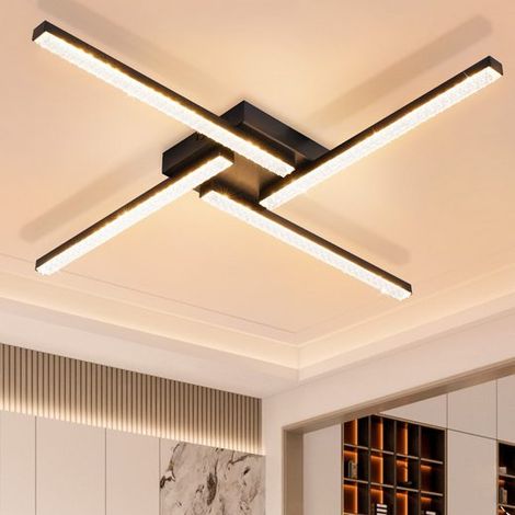 GBLY Plafonnier LED Chambre Noir - Plafonnier LED 20W Lampe de salon Moderne Cristal Métal Lampe de plafond 3000K Blanc Chaud pour Salon Hall Cuisine Bureau