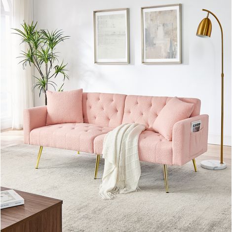 Divano 2 posti reclinabile Teddy con cuscini rosa OKMYHOME (1/5)
