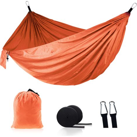Hamaca fabricada en nailon ensanchado para uso interior y exterior, ideal para acampar, la playa, viajar y hacer senderismo. (1/5)