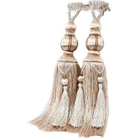 Pièces - Embrasse de Rideau - Embrasse Rideau - Cordon Embrasse Rideau - Embrasses Rideaux - Glands de Rideau - Beige - Polyester - 75 cm Long - Accessoires de Rideau - Pour la Maison et le Bureau (1/5)