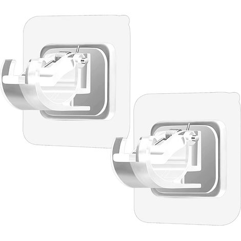 2 supports de tringle à rideaux autocollants, sans perçage, pour tringle transparente de moins de 2 cm d'épaisseur. (1/5)