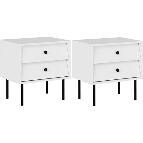 Conjunto de mesitas de noche Feletri 106, Blanco, Número de cajones: 0, Número de puertas: 0, 55x52x39cm, MDF, Aglomerado laminado (1/5)