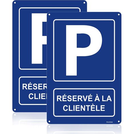 2 Pièces Parking Privé Réservé à La Clientèle, 20x30 cm, Aluminium  Panneau Parking Privé Bleu, Métal Réfléchissant Panneau d'Avertissement, Imperméable et Résistant aux UV, 4 Trous Pré-percés (1/5)