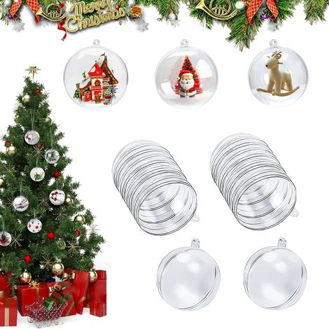 Boules De Noël Transparente Ø Boule en A Remplir Divisible et Réutilisable 20 Pièces 6 cm Plastique (1/5)