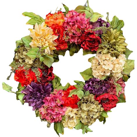 Guirlande Hydrangea - 45 cm - Décoration Porte Mur Extérieur Intérieur - Pour Mariage Fermière Fête Récolte Noël - 1 Pièce (1/5)