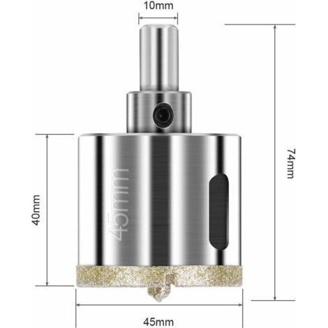 Scie Cloche Diamant 45 mm. Foret Diamant avec Foret Guidage Central. Scie Cloche Carrelage avec Revêtement de Surface en Diamant pour Coupe de Verre. Carrelage. Céramique. Marbre. Calcaire (1/3)