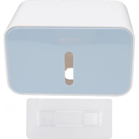 Toilettenpapierhalter, wasserdicht, blau, Wandmontage, kein Bohren erforderlich, PS/ABS, 21 cm – 3-teiliges Set (1/5)
