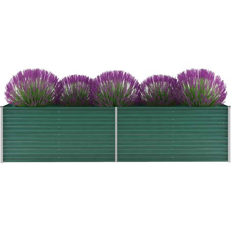 Garten-Hochbeet Verzinkter Stahl 320x80x77 cm Grün (1/5)