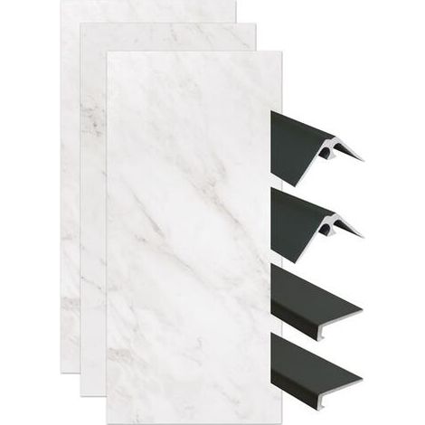 ONDEE - Kit instalación paneles murales nicho EVENA mármol gris 120cm perfil negro (1/4)