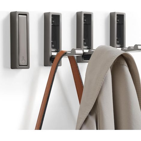 Four foldable, rust-resistant hooks with screws heavy-duty wall hooks (grey). (1/5)