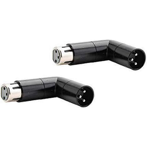 Deux adaptateurs XLR angulaires rotatifs, adaptateurs métalliques à double connecteur en L mâle et femelle avec quatre positions d'angle réglables. (1/5)