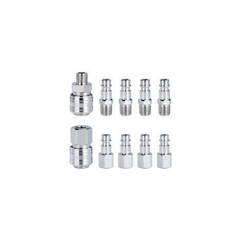 Tigrezy 1/4" BSP Kompressor-Schnellkupplungsset, 10-teiliges Schlauchverbinderset (männlich/weiblich) (1/5)