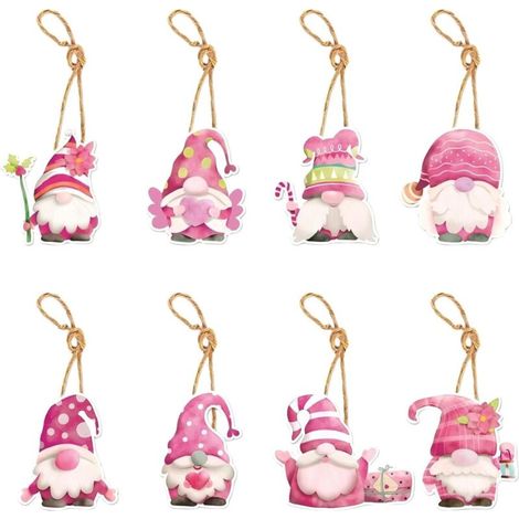 Lot de 8 petits pendentifs roses pour sapin de Noël, décoration d'intérieur, cadeau pour ami, unisexe (Père Noël)