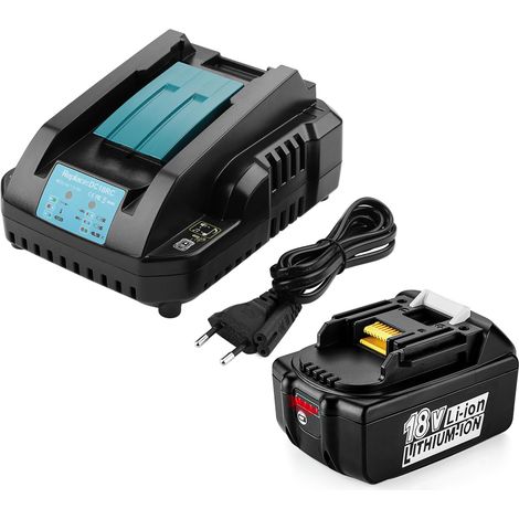 Batterie 18V 5,5Ah avec Chargeur Remplacement BL1850 BL1860 BL1840 BL1830, Compatible Chargeur DC18RC DC18RD DC18RA DC18SF (1/5)