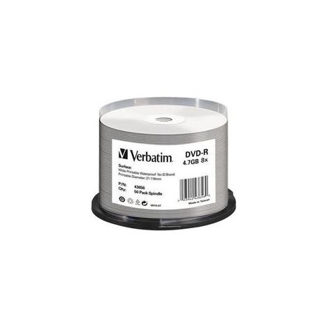 Discos DVD-R Verbatim de 4,7 GB, 16 discos, paquete de 50 unidades, impresos e impermeables.