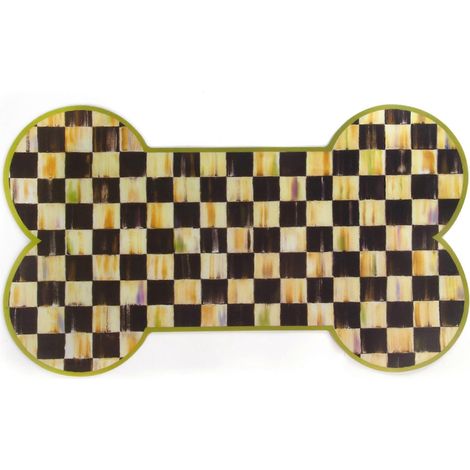 Napperon pour chien, tapis mignon pour gamelles de chien et de chat, motif à carreaux noirs et blancs. (1/5)
