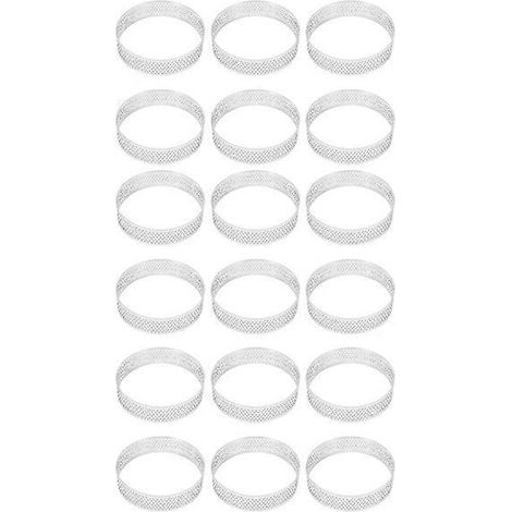 18 Stück 8 cm runde, perforierte Edelstahl-Tarteringe (1/5)