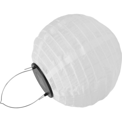 Lanterne solaire LED étanche, lanterne chinoise en tissu, blanche, idéale pour les mariages, les fêtes et la décoration de la maison et du jardin. (1/5)
