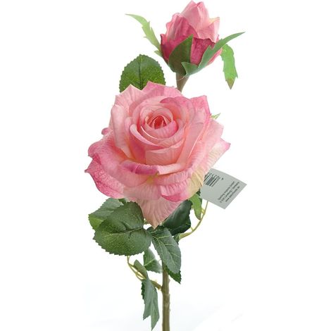 DEKO® FLORALE Rosenblüte & Knospe Rosa bis Pink 47 cm - Kunstblumen