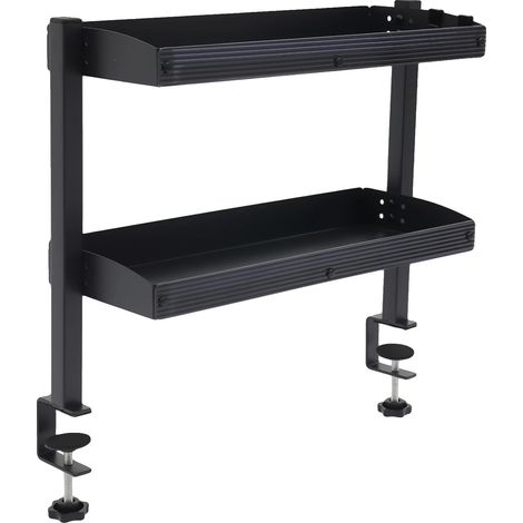 Schreibtischregal, 2-stufige Aufbewahrung, verstellbares Klemmdesign, schwarz (1/2)
