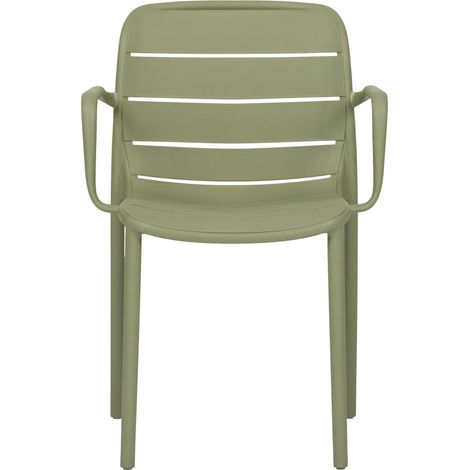 Silja chaise de jardin avec accoudoirs empilable vert.
