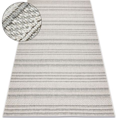 Carpet JERSEY 19233 grey - Lines, structural, loop BOHO  beige 160x220 cm