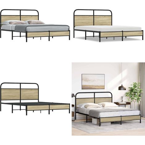 vidaXL Cadre de lit sans matelas 150x200 cm chêne sonoma (1/5)
