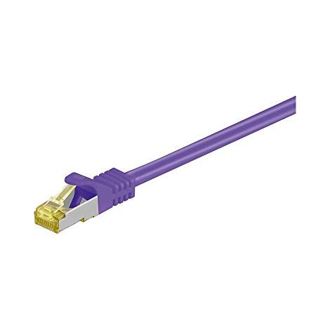RJ45 cavo patch CAT 6A S/FTP (PiMF), 500 MHz, con cavo grezzo CAT 7 , viola, guaina per cavo senza alogeni LSZH, rame, connettore RJ45 (CAT 6A). Lunghezza del Cavo 3 m (1/2)