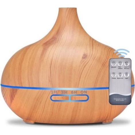 500ML Diffuseur d'huiles essentielles avec télécommande Humidificateur portable Brume Arôme LED 7 couleurs (1/4)