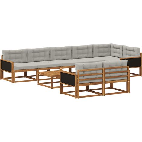 Outdoor Sofa Set with Cushion 9 pcs Natural and Light grey vidaXL (1/5)