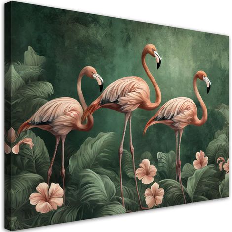 Tableau déco Flamants roses Animaux de la jungle 90x60 (1/5)