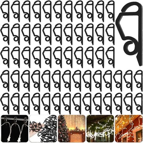 100 clips pour guirlandes lumineuses de Noël, crochets de gouttière pour décorations lumineuses extérieures, clips pour guirlandes de Noël, pour guirlandes. (1/5)